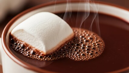 Steaming Hot Chocolate with Melting Marshmallow
