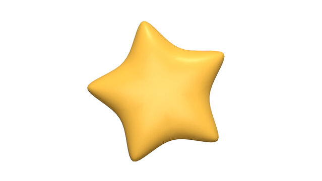 3D Yellow Star Icon Isolated on PNG Background &ndash; Glossy Minimal Symbol Illustration