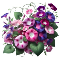 Blue, white, and yellow flowers