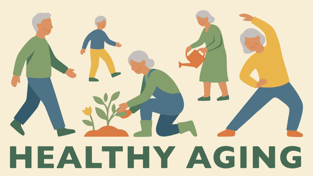 Happy elderly people enjoying active lifestyles for healthy aging