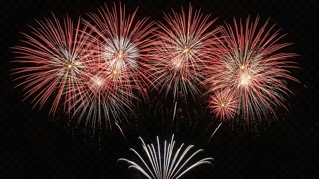 Vibrant fireworks display in the night sky - Powered by Adobe