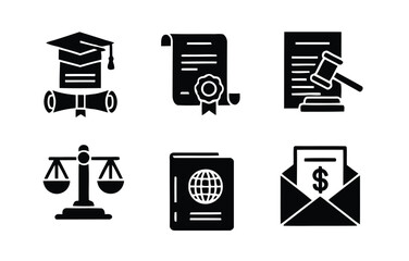 Fototapeta premium Education, Legal, Certification, and Finance Icons Set for Stock Use