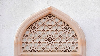 Islamic Window Ornamental Detail Frontview. Geometric Pattern Pastel Color
