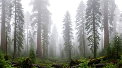 Obraz premium Mystic forest in fog