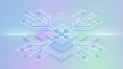 Abstract geometric digital network connection concept with glowing light beams