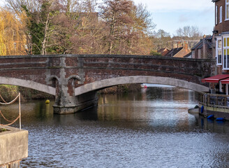 The historic Fye Bridge over the River Wensum in the city of Norwich