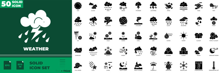 Weather Solid Editable Icons set