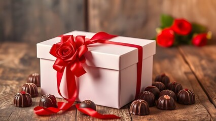 Elegant gift box with chocolate treats