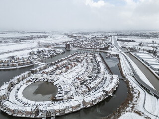 Gouda, the Netherlands 03.01.26 Winter storm system brings unusually heavy snowfall in the Netherlands including South Holland. Code Orange weather warning is in effect