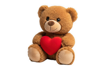 Obraz premium Teddy bear holding heart isolated on transparent background