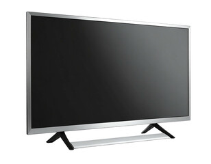 Side view of a slim, modern television with a silver bezel and dark screen
