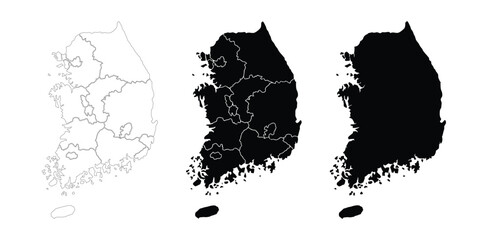 Black and white silhouette of south korea © md