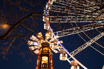 Christmas Market Ferris Wheel with Festive Lights in Paris