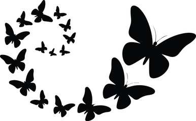 butterfly silhouette flight ascending pattern vector design