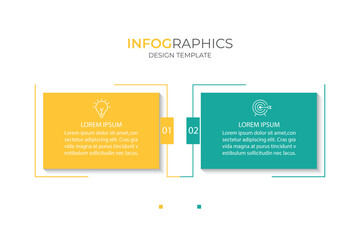 Business infographic template with 2 options, steps or processes. Can be used for workflow layout, diagram, annual report, web design