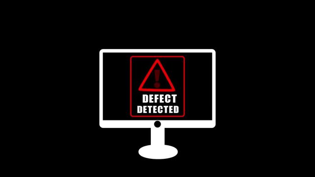 Computer Monitor Displaying a Red Warning Triangle and Text on Black Background screen alert