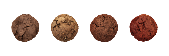 Soil Texture And Composition Samples Set. Earth Science And Agriculture Analysis Collection Isolated On Transparent Background