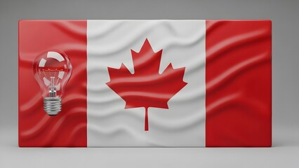 Obraz premium Canadian Flag with Light Bulb Symbolizing Innovative Ideas, National Pride, and Creativity, Business, Innovation, Inspiration