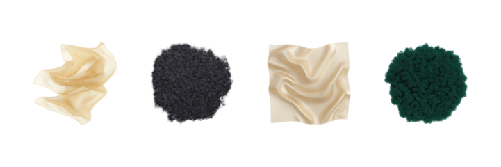 Fabric And Texture Swatches Set. Material And Textile Design Collection Isolated On Transparent Background