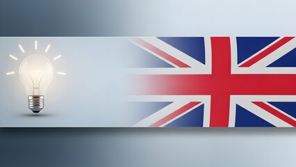 Light Bulb with Union Jack Colors Symbolizing Creative Ideas, Innovation, United Kingdom, British Culture, National Pride