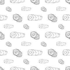 hand drawn bread seamless pattern in doodle style