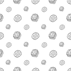hand drawn bread seamless pattern in doodle style