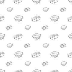 hand drawn bread seamless pattern in doodle style