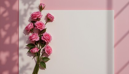 Symmetrical Pink Rose Arrangement Clean Surface