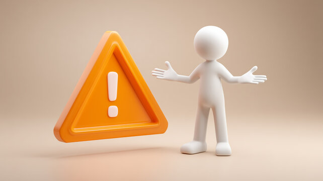 緊急アラートを象徴する警告アイコンを提示する人物、危機管理