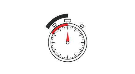 Analog stopwatch icon with a red needle and black timing segment illustrates time management, speed, and precision concepts.
