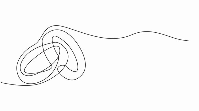 wedding rings one continuous line drawing vector, Wedding rings line proposal engagement or love concept, Full length one line animation. 4K, Animated self drawing, Romantic template for invitations.