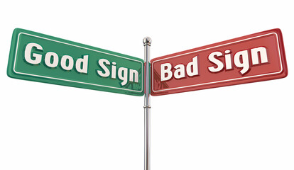 Good Sign Vs Bad Omen Prediction Future Two Different Outlooks 3d Illustration