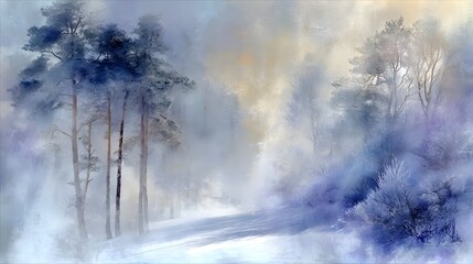 Evocative Frosted Winter Scene with Soft Illumination and Crisp Abstract Elements for a January Theme Display