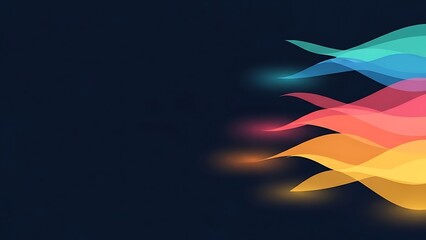 Vibrant abstract colorful wavy shapes on dark background