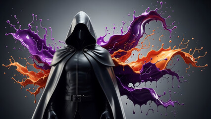 Scary gothic halloween background featuring a fashion beauty model lady in vintage dark vampire style with a skull and horror fantasy hair