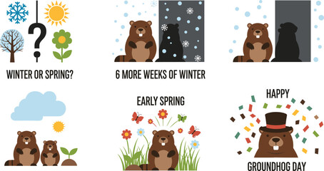Groundhog Day weather predictions with cute bear graphics