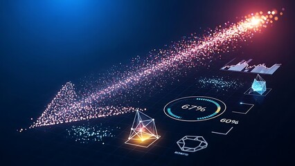 Futuristic digital network connection with glowing nodes and circuits