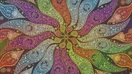 Colorful abstract leaf design pattern.