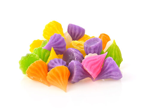 Ar-Lua Thai Dessert, Thai traditional candy sweet dessert Allure or Ar Lua Thai coconut candy ioslated on white