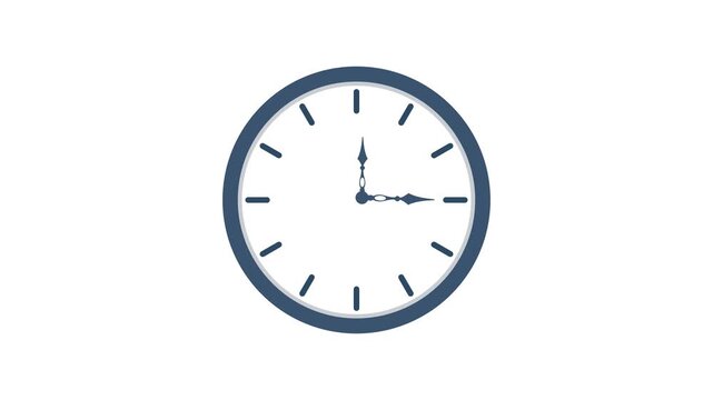 Minimalist analog clock animation with a blue frame on a white background showing exactly three o'clock for business scheduling and time management concepts.
