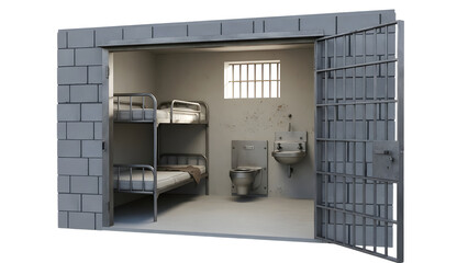 Interior of a Prison Cell with Bunk Beds