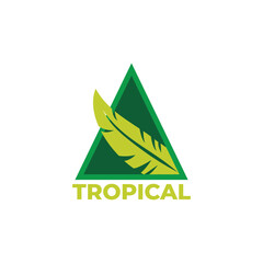 triangle 3d tropical leaves tree motion overlapping gradient logo vector