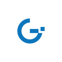 letter g pixel motion blue simple logo vector