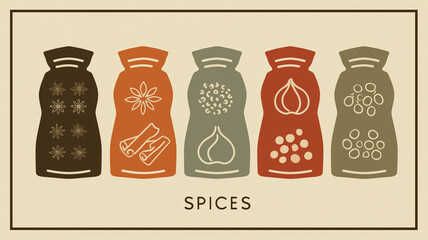 フラットデザインで描くシンプルなスパイスアイコン