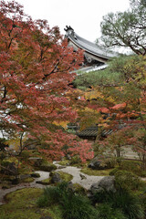永観堂禅林寺　秋の釈迦堂南庭と御影堂(京都市左京区)