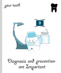 Funny teeth vector Diagnosis and prevention are important.eps