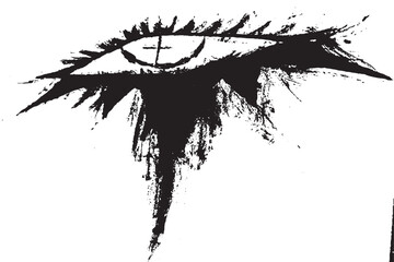 Abstract Black Ink Eye Illustration with Dripping Paint Effect