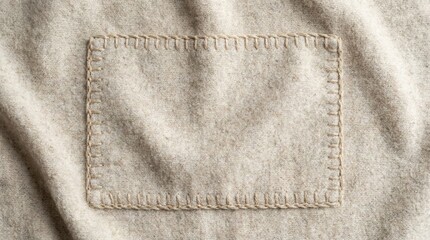 Beige fabric texture with hand-stitched detail