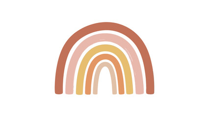 boho rainbow illustration with a hand-drawn style and muted earthy colors perfect for modern nursery decor and minimalist graphic design.