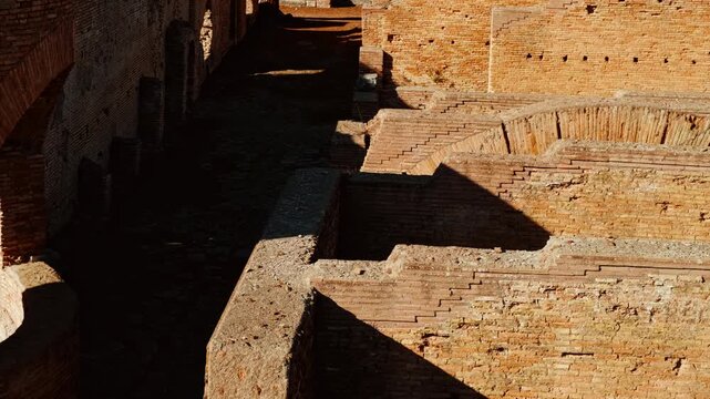 The ruins of Ostia Antica, the old port of Rome, Lazio, Italy, dating back to the 7th century BC